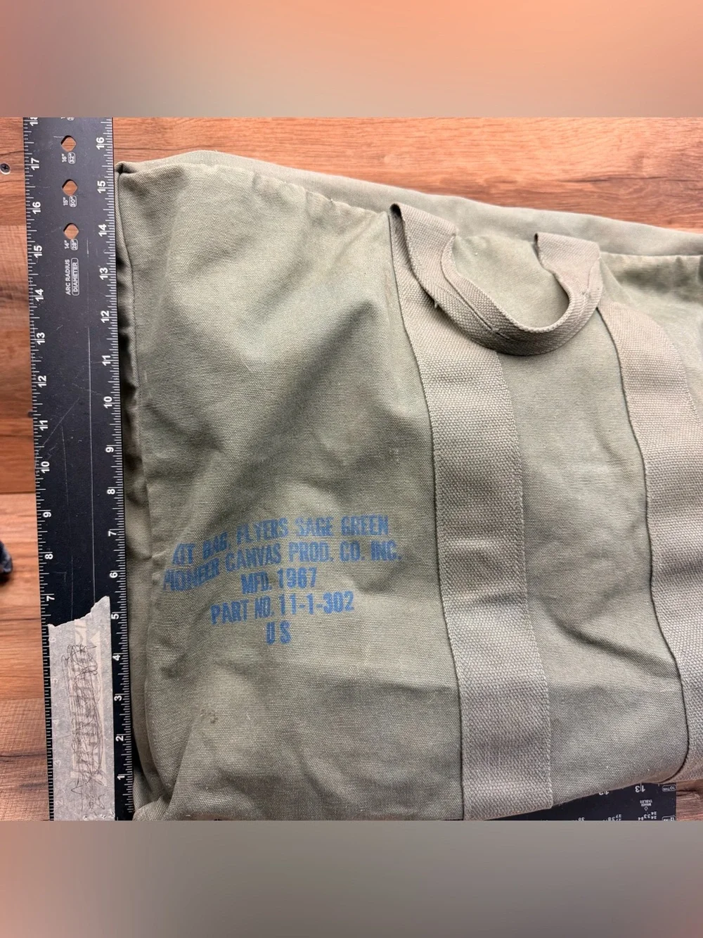 Military US Army Zipper Flyers Kit Vintage 1967 Canvas Duffel Bag i 22”x16”